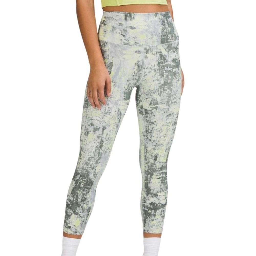 LULULEMON Cinder Grain Smoked Spruce GRAY WUNDER TRAIN CROP HR TIGHT Leggings 0